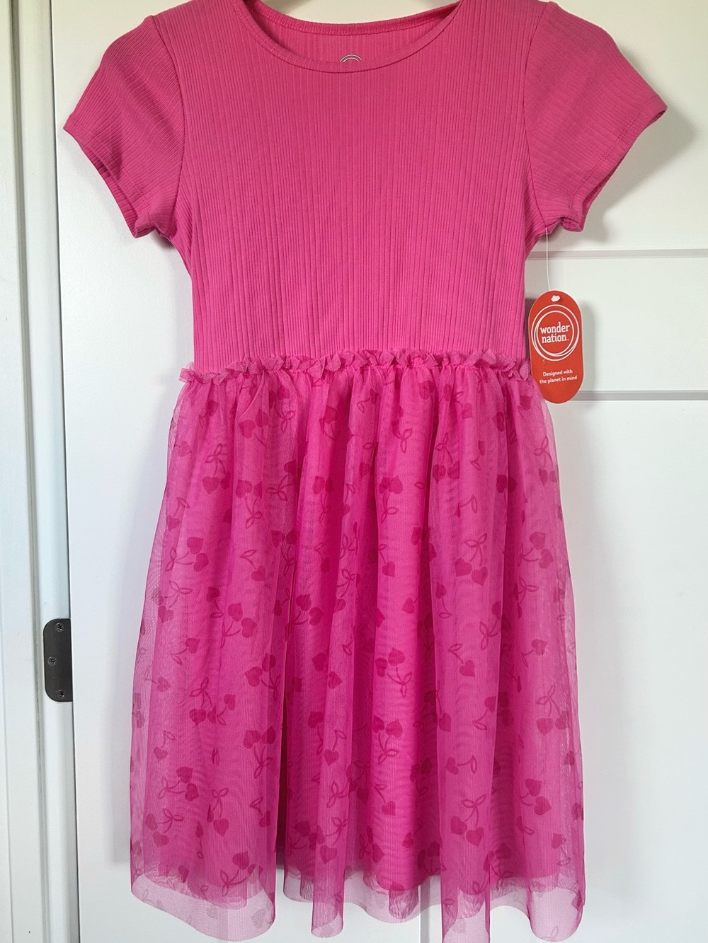 NWT Wonder Nation Girls Pink Ribbed Tulle Tutu Dress Large 10/12